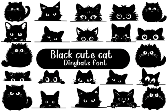 Black Cute Cat: The Playful Dingbat Font for Charming Designs